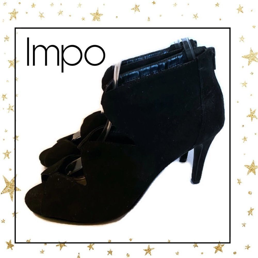 Impo Women’s Black Suede Perp Toe Heels 7 7M
